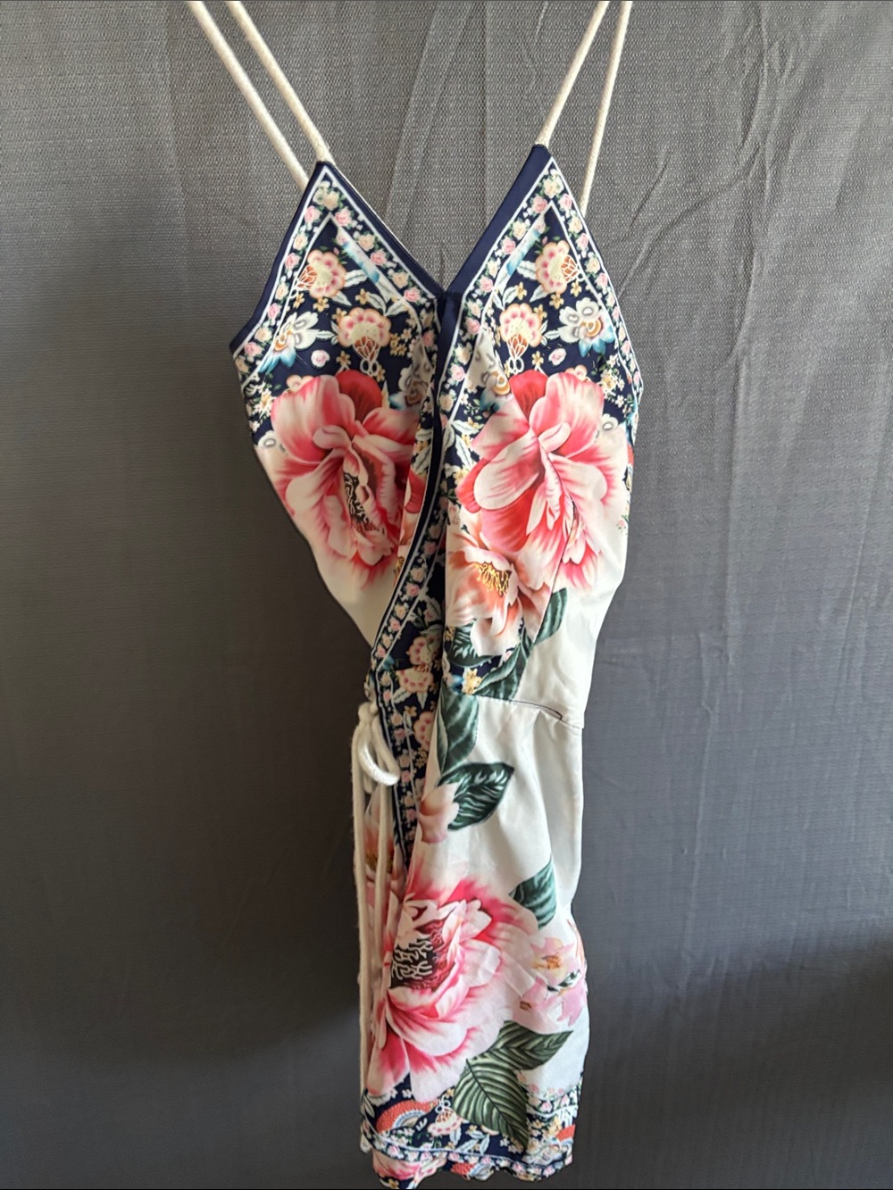 CBR Floral Satin Romper in Pink & Navy